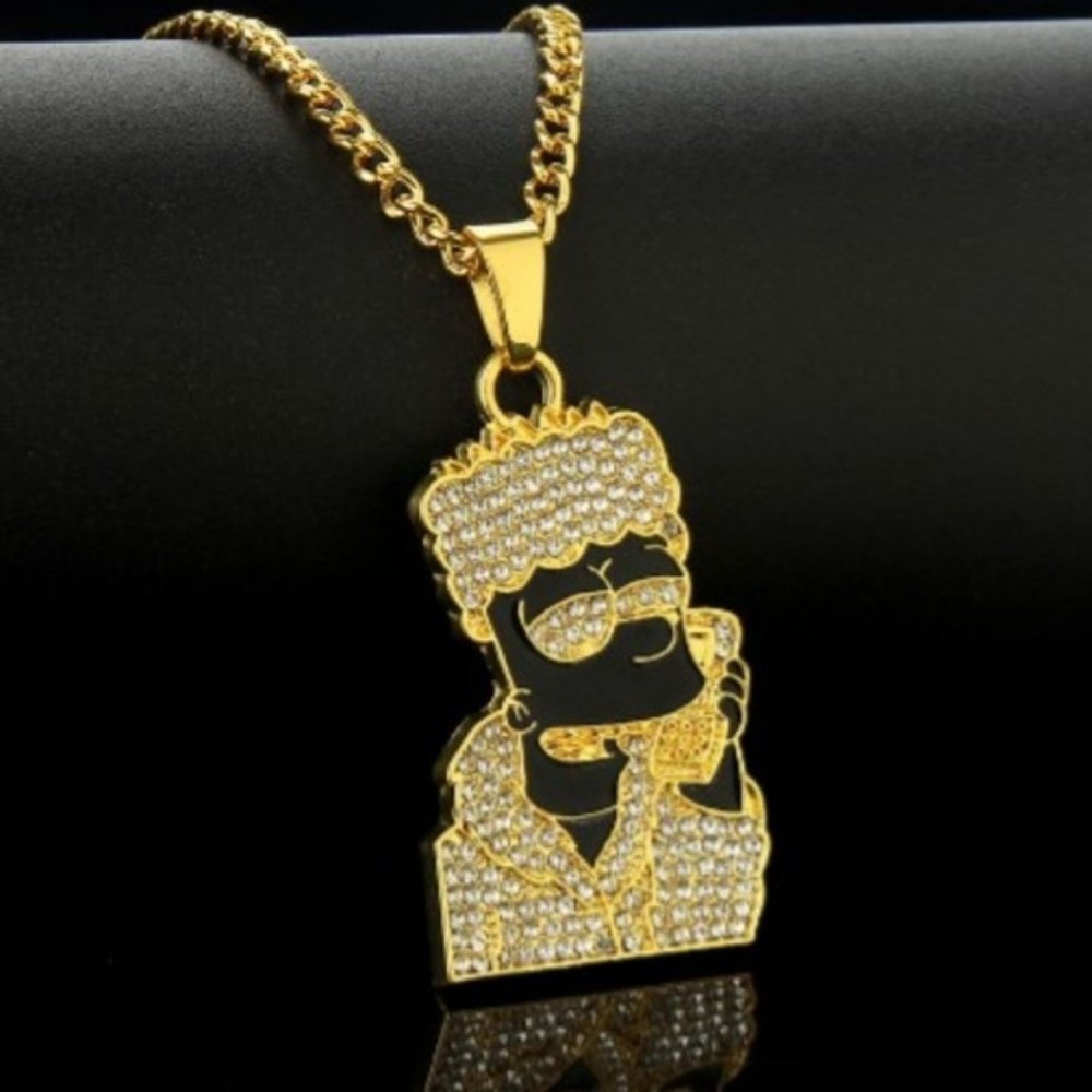 Brand New Iced Out Bart Simpson Chain - Picture 1 of 2